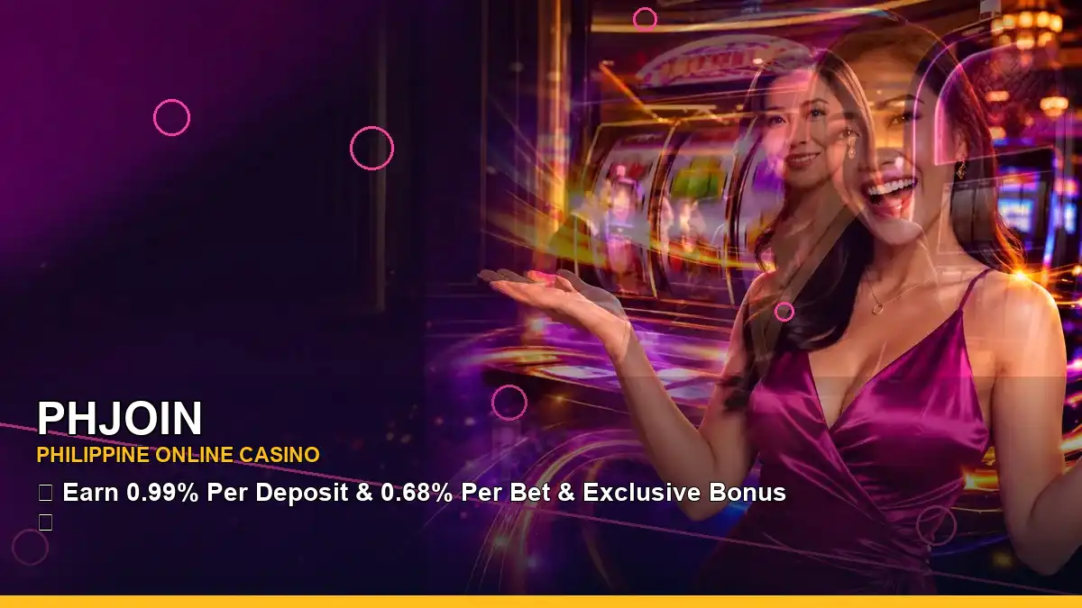 Neon jackpot slot displays with an adult Filipina host positioned on the right