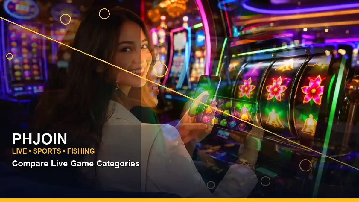 PHJOIN cashback rewards shown beside a mobile-friendly casino interface