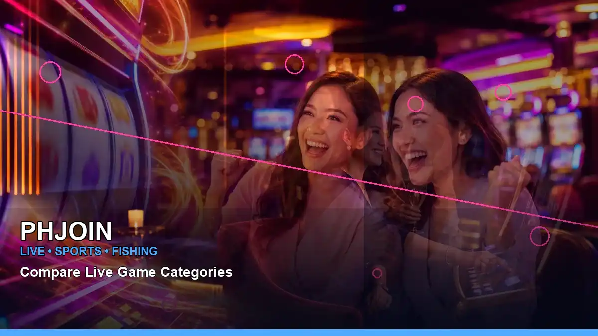 Mobile-friendly live casino lobby with neon game highlights